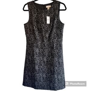 Loft women's sleeveless career black damask dress NWT Size 8